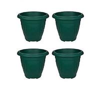 Whitefurze 4 X Green Round Venetian Pot Decorative Plastic Garden Flower Planter Pot 33Cm