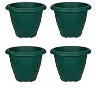 Whitefurze 4 X Green Round Venetian Pot Decorative Plastic Garden Flower Planter Pot 43Cm