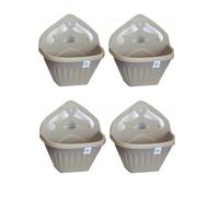 Whitefurze 4 X Small 32Cm Athens Wall Planter Basket Garden Pot Plastic Taupe Colour