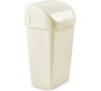 Whitefurze 45L Swing Top Bin Plastic Kitchen Household Rubbish Recycling Waste Bin Dustbin (Cream)