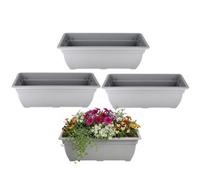 Whitefurze 4X Grey Trough Bell Plant Pot 50Cm Plastic Bell Planter Patio