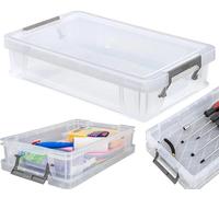 Whitefurze 5.5L Clear Plastic Storage Box Container Garage Home Organiser