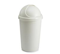 Whitefurze 50Lt Cream Plastic Flip Top Bullet Bin Waste Paper Rubbish Kitchen Office Bin