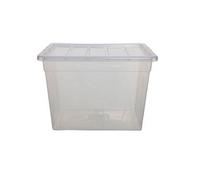 Whitefurze 56Cm Storage Box Spacemaster Maxi Clear Plastic Stackable Home Storage Box 64L Capacity