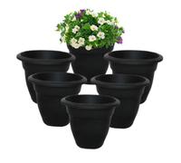 Whitefurze 6 Black Round Bell Plant Pots 30Cm Plastic Bell Planter Patio Pot