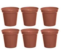 Whitefurze 6 Large Plastic Plant Pot 20cm 8Inch Vegetable Cultivation Pot Terracotta Colour