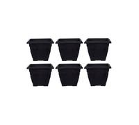 Whitefurze 6 X 22Cm Square Venetian Pot Decorative Plastic Garden Flower Planter Black