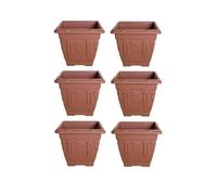Whitefurze 6 X 22Cm Square Venetian Pot Decorative Plastic Garden Flower Planter Terracotta