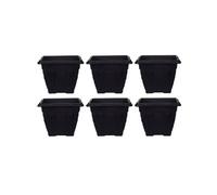 Whitefurze 6 X 30Cm Square Venetian Pot Decorative Plastic Garden Flower Planter Black