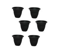 Whitefurze 6 X 38Cm Black Colour Round Bell Plant Pot Flower Planter Plastic Garden Pot