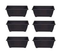 Whitefurze 6 X 40Cm Small Plastic Venetian Window Box Trough Planter Pot Black Colour