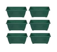 Whitefurze 6 X 40Cm Small Plastic Venetian Window Box Trough Planter Pot Green Colour
