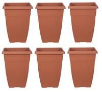 Whitefurze 6 X 42Cm Tall Athens Plant Pot Flared Garden Plastic Patio Flower Planter Terracotta Colour