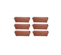 Shop4allsorts Set Of 6 Slim Venetian Window Box Trough Planter Small 60cm Plastic Plant Pot Terracotta Colour