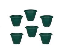 Whitefurze 6 X Green Round Venetian Pot Decorative Plastic Garden Flower Planter Pot 33Cm