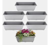 Whitefurze 6X Grey Trough Bell Plant Pot 50Cm Plastic Bell Planter Patio