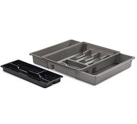 Whitefurze Adjustable Drawer Organiser with Insert Tray in Silver, Plastic | Charlies