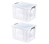 Whitefurze Allstore 36L Plastic Storage Box with Clip Lock & Lid - Set of 2 in Clear Whitefurze Clear