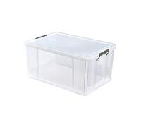 Whitefurze Allstore Container with Silver Clamp, Plastic, Natural, 70 Litre