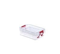Whitefurze Allstore Container with Silver Clamp, Plastic, Natural, 0.1 Litre