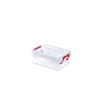 Whitefurze Allstore Container with Silver Clamp, Plastic, Natural, 0.3 Litre