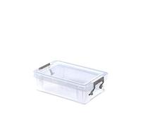 Whitefurze Allstore Container with Silver Clamp, Plastic, Natural, 0.8 Litre