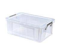 Whitefurze Allstore Container with Silver Clamp, Plastic, Natural, 15 Litre