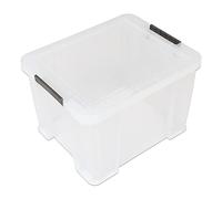 Whitefurze Allstore Container with Silver Clamp, Plastic, Natural, 36 Litre, One Size
