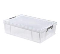 Whitefurze Allstore Container with Silver Clamp, Plastic, Natural, 37 Litre