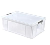 Whitefurze Allstore Container with Silver Clamp, Plastic, Natural, 51 Litre