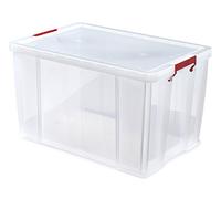 Whitefurze Allstore Container with Silver Clamp, Plastic, Natural, 85 Litre