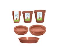 Whitefurze Garden Potting Bundle Terracotta Plant Pots & Saucers Set