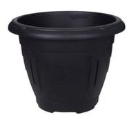 Whitefurze Black Round Venetian Pot Decorative Plastic Garden Flower Planter Pot 43Cm