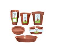 Whitefurze Garden Plant Pot & Saucer Starter Set Multi-Size
