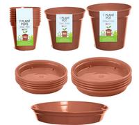 Whitefurze Garden Potting Bundle Terracotta Plant Pots & Saucers Set