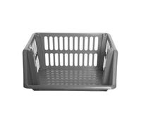 Whitefurze Grey Plastic Large Stackable Storage Basket (H)27Cm (W)29Cm (D)35Cm