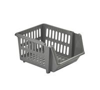 Whitefurze Grey Plastic Small Stackable Storage Basket (H)21Cm (W)23Cm (D)18Cm