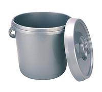 Whitefurze H07032 Plastic Bucket with Lid, 14 Litre, Silver