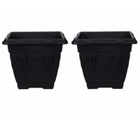 Whitefurze Indoor/Outdoor Square Venetian Planter 38cm Black (Pack of 2)