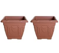 Whitefurze Indoor/Outdoor Venetian Square Planter 38cm Terracotta (Pack of 2)