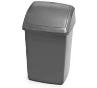 Whitefurze KITCHEN LARGE 10 LITRE PLASTIC SWING BIN UK MADE FOR BEDROOM OFFICE (SILVER/GREY)