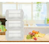 Whitefurze Large Cream Stacking Storage Baskets 3 Tier Kitchen Home Office