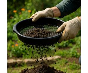 Whitefurze Large Round Plastics Garden Sieve Black Riddle 11mm Soil Sifter Gardening Tool