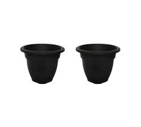 Whitefurze Lightweight Round Bell Planter 20cm Black (Pack of 2)