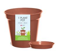 Whitefurze Plant Pot with Saucer, 25 cm, Terracotta, Made in UK