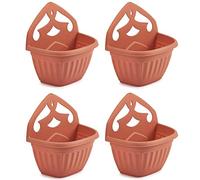 Whitefurze Plastics Athens Terracotta Colour Plastic Wall Hanging Planter Pot (Set of 4)