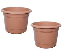Whitefurze Plastics Set of 2 Terracotta Milano Round Plastic Flower Plant Planter Pot (35cm)