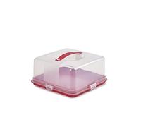 Whitefurze Red Square Cake Storer Box, Red/Clear