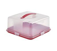 Whitefurze Red Square Cake Storer Box Red/clear Strong Locking Clips Holds Cakes Up To 30Cm Durable Design