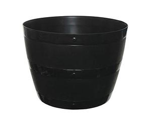 Whitefurze, Round Barrel Planter Plant Pot, Plastic Construction, Lightweight Floor Standing, Indoor Use, Black, 34 cm Dimensions, Garden Theme, Pack of 2